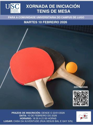 Xornada de iniciación ao Tenis de Mesa para a comunidade universitaria do Campus de Lugo